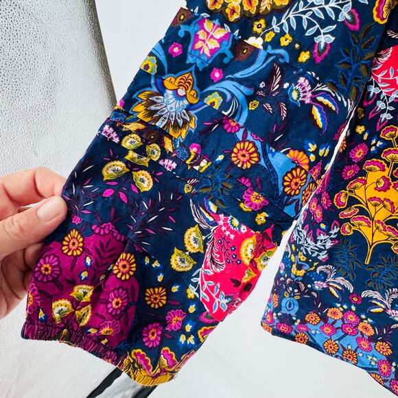 Talbots Boho Floral Print Peasant Blouse Multicolor Long Sleeve Size Small - Picture 5 of 7